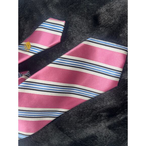 Countess Mara Pink 100% Silk Tie Logo Lined Elegant Classic 58.5” - Picture 3 of 10